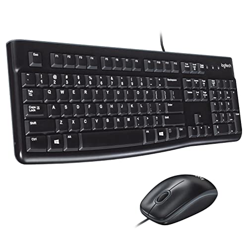 Logitech MK120 Kabelgebundenes Tastatur-Maus-Set, Optische Maus, USB-Anschluss, PC/Laptop, UK QWERTY-Layout - Schwarz von Logitech