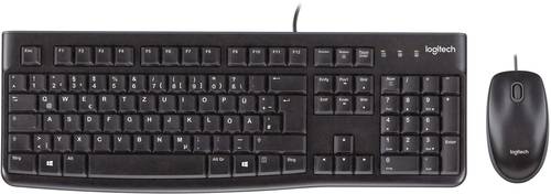 Logitech MK120 USB Tastatur, Maus-Set Spritzwassergeschützt UK-Englisch, QWERTY Schwarz von Logitech