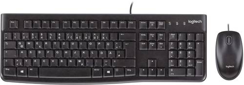 Logitech MK120 USB Tastatur, Maus-Set Spritzwassergeschützt US-International, QWERTY Schwarz von Logitech
