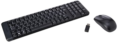 Logitech MK220 Kompaktes, Kabelloses Set mit Tastatur und Maus für Windows, Französisches AZERTY-Layout - Schwarz von Logitech