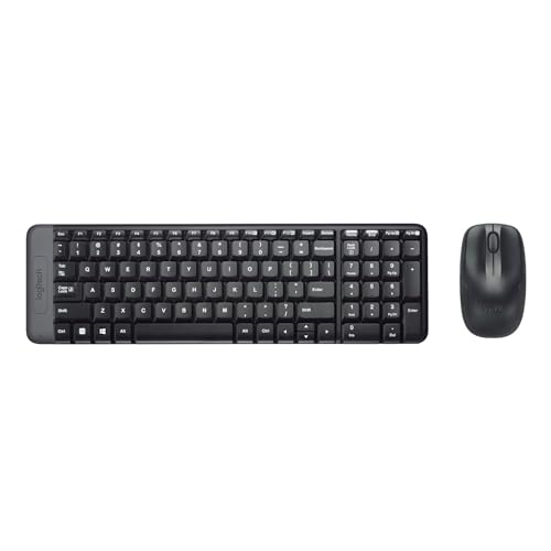 Logitech MK220 Kompaktes, Kabelloses Set mit Tastatur und Maus für Windows, US QWERTY-Layout - Schwarz von Logitech