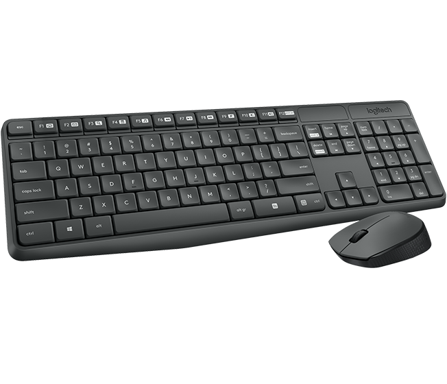 Logitech MK235 Desktopset, US-Layout, kabellos, Tastatur und Maus, AES-Verschlüsselung von Logitech