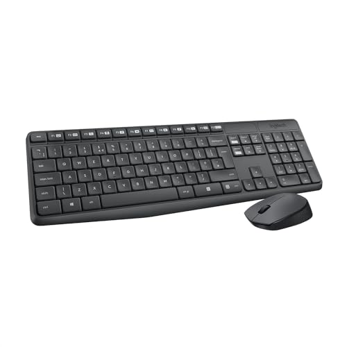 Logitech MK235 Kabelloses Set mit Tastatur und Maus für Windows, US QWERTY-Layout - Grau von Logitech