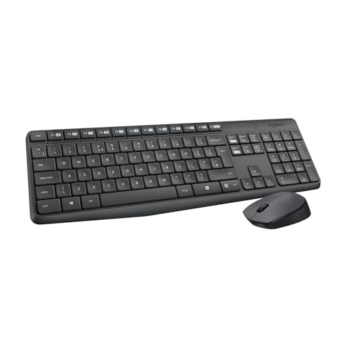 Logitech MK235 Kabelloses Set mit Tastatur und Maus für Windows, US QWERTY-Layout - Grau Logitech MK235 Kabelloses Set mit Tastatur und Maus für Windows, US QWERTY-Layout - Grau von Logitech