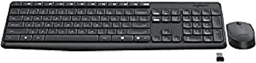 Logitech MK235 Kabelloses Tastatur-Maus-Set, 2.4 GHz Verbindung via Unifying Nano USB-Empfänger, 10m Reichweite, 15 FN-Tasten, 3-Jahre Batterielaufzeit, PC/Laptop, Ungarisches Layout - Grau von Logitech