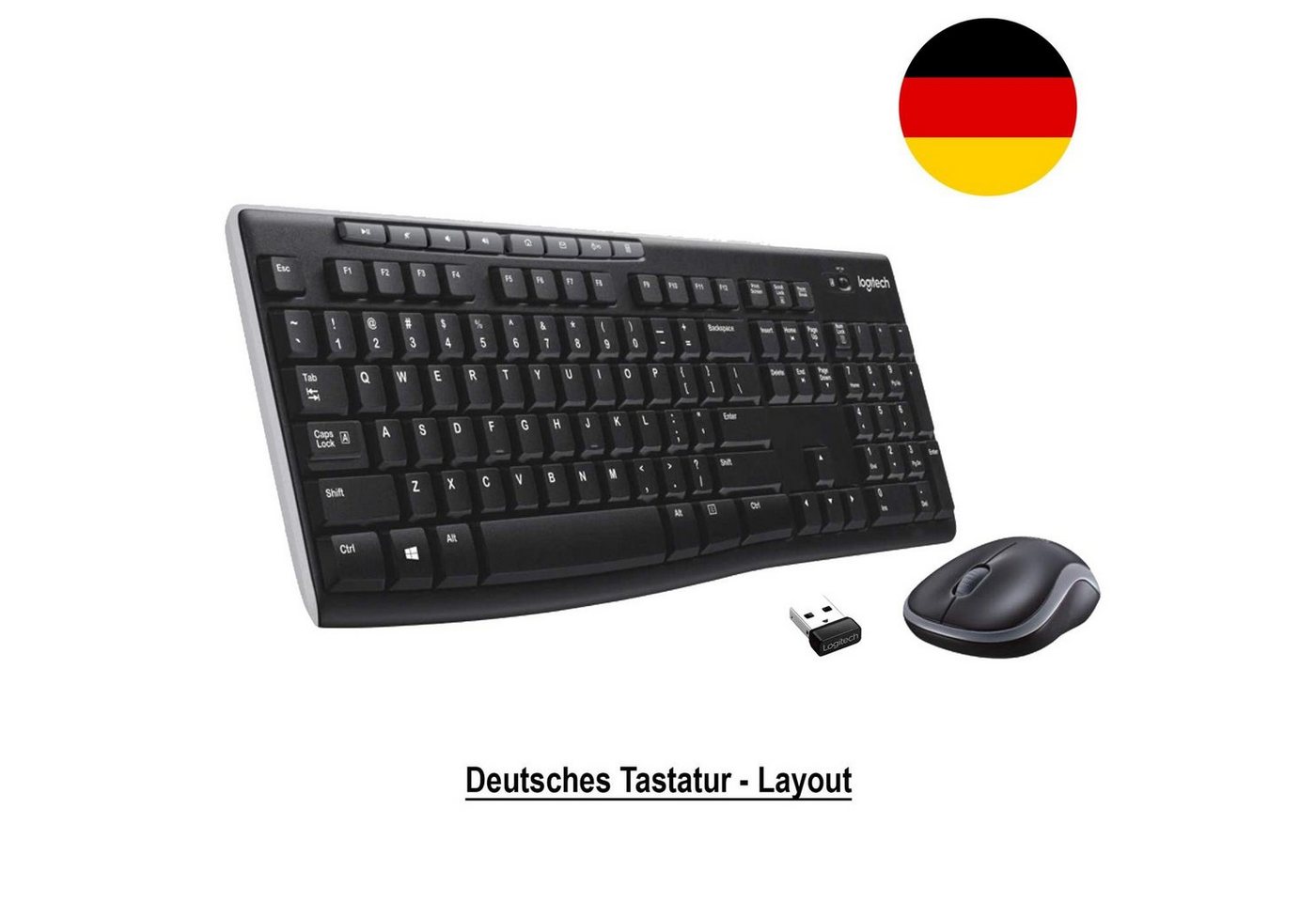 Logitech MK270 Wireless Maus + Funk PC-Tastatur (kabellose Computer Maus inkl. drahtlose Tastatur im Set, Plug&Play) von Logitech