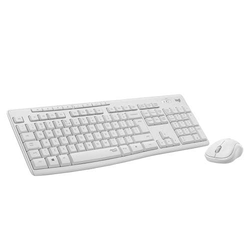 Logitech MK295 kabelloses Tastatur-Maus-Set mit SilentTouch-Technologie, Shortcut-Tasten, optischer Spurführung, Nano USB-Empfänger, verzögerungsfreier Drahtlosverbindung, NL QWERTY-Layout - Weiß von Logitech