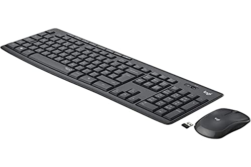 Logitech MK295 kabelloses Tastatur-Maus-Set mit SilentTouch-Technologie, Shortcut-Tasten, optischer Spurführung, Nano USB-Empfänger, verzögerungsfreier Drahtlosverbindung, NLB AZERTY-Layout - Graphit von Logitech