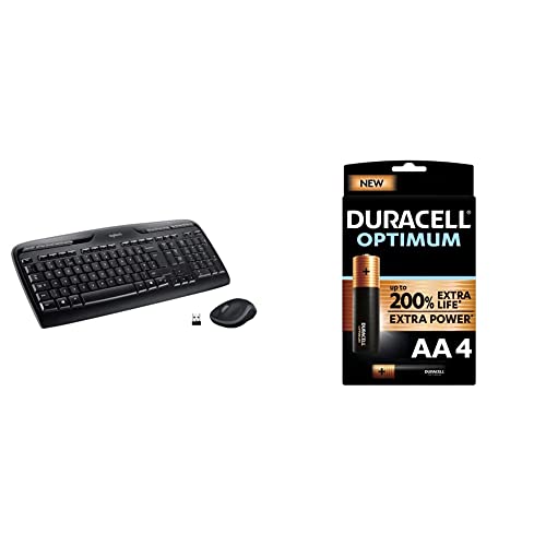 Logitech MK330 Kabelloses Tastatur-Maus-Set, 2.4 GHz Verbindung via Unifying USB-Empfänger + Duracell NEU Optimum AA Mignon Alkaline-Batterien von Logitech