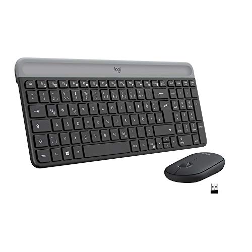 Logitech MK470 Slim Combo Kabelloses Tastatur-Maus-Set, 2.4 GHz Verbindung via Nano-USB-Empfänger, 10m Reichweite, 18-Monate Batterielaufzeit, PC/Laptop, Deutsches QWERTZ-Layout - Graphit Logitech MK470 Slim Combo Kabelloses Tastatur-Maus-Set, 2.4 GHz Verbindung via Nano-USB-Empfänger, 10m Reichweite, 18-Monate Batterielaufzeit, PC/Laptop, Deutsches QWERTZ-Layout - Graphit von Logitech