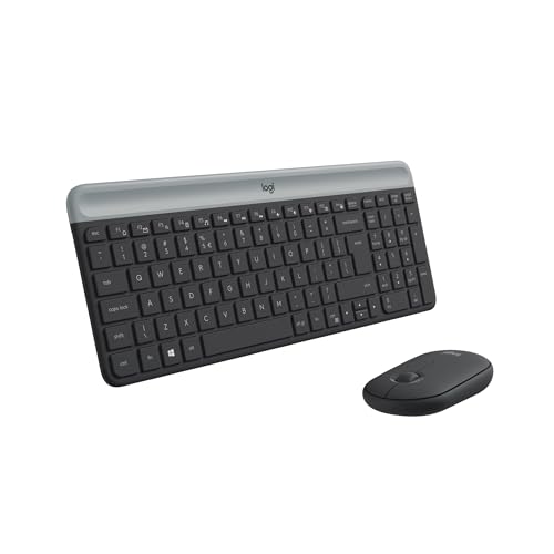 Logitech MK470 Slim Combo Kabelloses Tastatur-Maus-Set, 2.4 GHz Verbindung via Nano-USB-Empfänger, 10m Reichweite, 18-Monate Batterielaufzeit, PC/Laptop, Niederländisches QWERTY-Layout - Graphit von Logitech