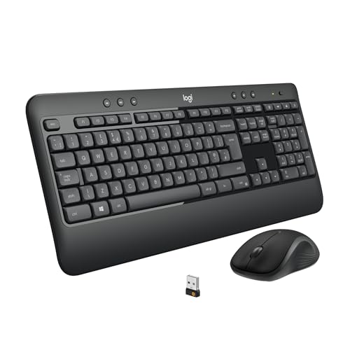 Logitech MK540 Advanced Kabellose Tastatur und Maus Combo für Windows, 2,4 GHz Unifying USB-Empfänger, Sondertasten, 3 Jahre Batterielaufzeit, Für PC, Laptop, Deutsches QWERTZ-Layout - Schwarz von Logitech