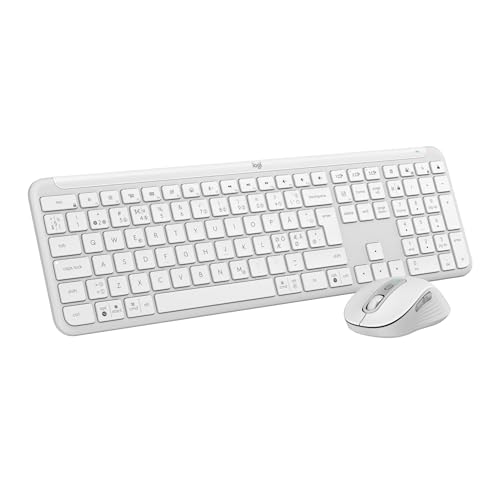 Logitech MK950 Signature Slim kabelloses Tastatur-Maus-Set - Weiß, Skandinavisches QWERTY-Layout von Logitech