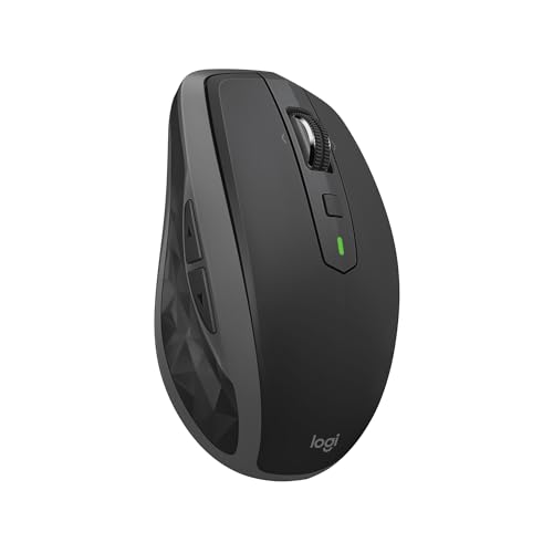 Logitech MX Anywhere 2S Kabellose Maus, Bluetooth und 2.4 GHz Verbindung via Unifying USB-Empfänger, 4000 DPI Sensor, Wiederaufladbarer Akku, Multi-Device, 7 Tasten, PC/Mac/iPadOS - Graphit/Schwarz von Logitech