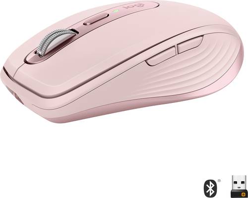 Logitech MX Anywhere 3 Maus Bluetooth®, Funk Laser Rosa 6 Tasten 1000 dpi Wiederaufladbar von Logitech