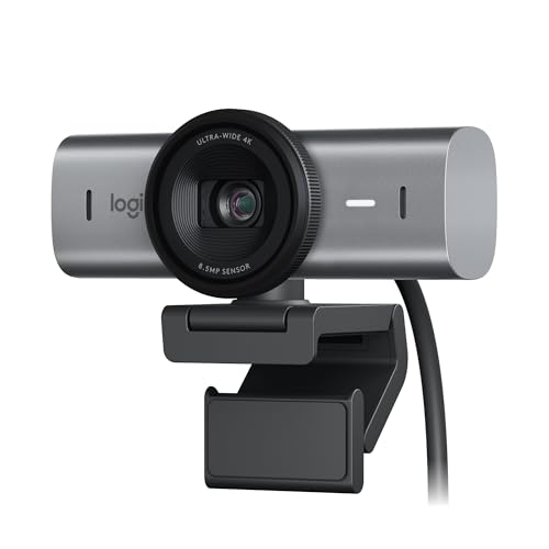 Logitech MX Brio Ultra HD 4K Collaboration and Streaming Webcam, 1080p at 60 FPS, Dual Noise Reducing Mics, Show Mode, USB-C, Webcam Cover, Works with Microsoft Teams, Zoom, Google Meet, Graphit von Logitech