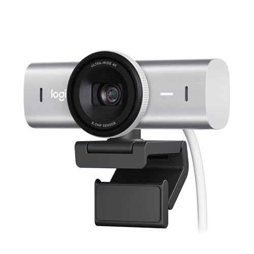 Logitech MX Brio Ultra HD 4K Collaboration and Streaming Webcam, 1080p at 60 FPS, Dual Noise Reducing Mics, Show Mode, USB-C, Webcam Cover, Works with Microsoft Teams, Zoom, Google Meet, Pale Grey von Logitech