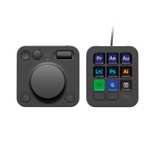 Logitech MX Creative Console, Programmierbares Tastenfeld mit 9 anpassbaren LCD-Tasten und Regler für Grafikdesign, Videobearbeitung, Fotografie, Verwendung mit Adobe, Zoom, Spotify und mehr - Graphit Logitech MX Creative Console, Programmierbares Tastenfeld mit 9 anpassbaren LCD-Tasten und Regler für Grafikdesign, Videobearbeitung, Fotografie, Verwendung mit Adobe, Zoom, Spotify und mehr - Graphit von Logitech