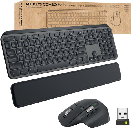 Logitech MX Keys Combo for Business - Tastatur-und-Maus-Set - hinterleuchtet - kabellos - Bluetooth LE - QWERTY - US International - Graphite (920-010933) von Logitech