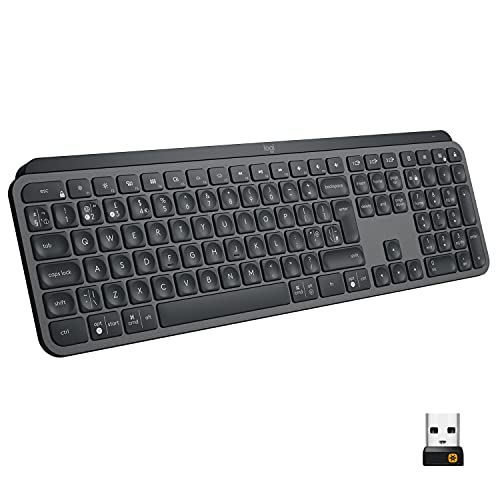 Logitech MX Keys Kabellose Tastatur, Bluetooth & USB-Empfänger, USB-C Anschluss, 5-Monate Akkulaufzeit, Easy-Switch Feature, Tastenbeleuchtung, PC/Mac, UK QWERTY-Layout - Graphit Logitech MX Keys Kabellose Tastatur, Bluetooth & USB-Empfänger, USB-C Anschluss, 5-Monate Akkulaufzeit, Easy-Switch Feature, Tastenbeleuchtung, PC/Mac, UK QWERTY-Layout - Graphit von Logitech
