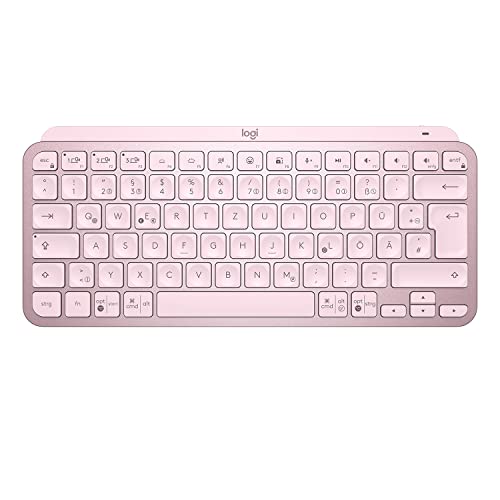Logitech MX Keys Mini Kabellose Tastatur, Kompakt, Bluetooth, Hintergrundbeleuchtung, USB-C, Kompatibel mit Apple macOS, iOS, Windows, Linux, Android, Metallgehäuse - Rosa von Logitech