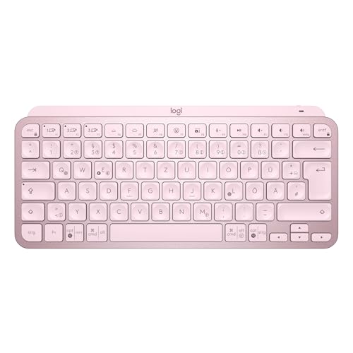 Logitech MX Keys Mini Kabellose Tastatur, Kompakt, Bluetooth, Hintergrundbeleuchtung, USB-C, Kompatibel mit Apple macOS, iOS, Windows, Linux, Android, Metallgehäuse - Rosa von Logitech