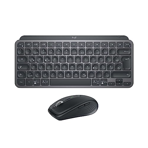 Logitech MX Keys Mini Tastatur + MX Anywhere 3S kabellose Maus – flüssiges Tippen, beleuchtete Tasten, schnelles Scrollen, Bluetooth, kompatibel mit Mehreren Betriebssystemen - Graphit, QWERTZ-Layout von Logitech