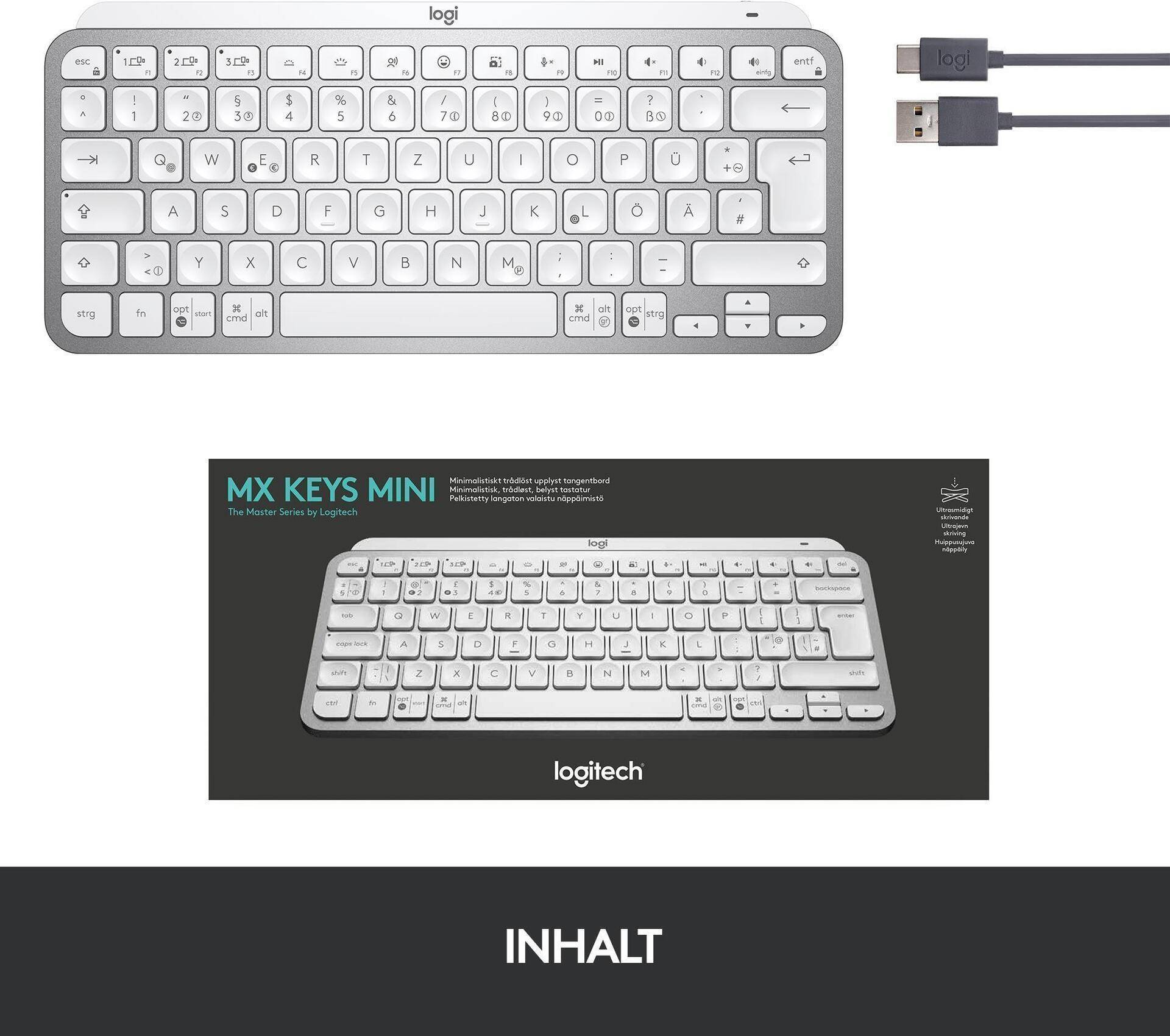 Logitech MX Keys Mini - Tastatur - hinterleuchtet - Bluetooth - QWERTY - USA - Pale Gray Logitech MX Keys Mini - Tastatur - hinterleuchtet - Bluetooth - QWERTY - USA - Pale Gray von Logitech