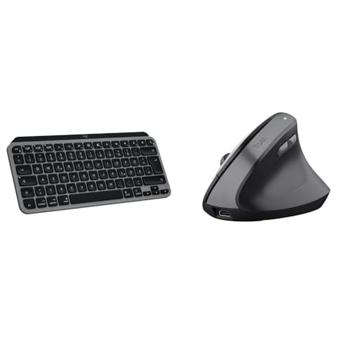 Logitech MX Keys Mini & Trust Yuno Wiederaufladbare Vertikale Maus, Kabellose von Logitech
