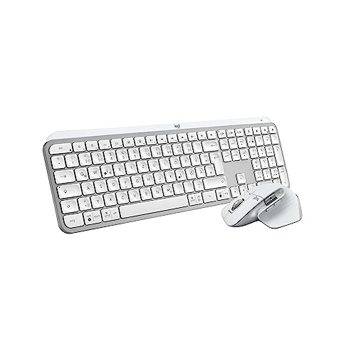 Logitech MX Keys S + MX Master 3S – leistungsstarke kabellose Tastatur mit Hintergrundbeleuchtung und Maus, schnelles Scrollen, Bluetooth, USB-C, Windows/Linux/Chrome/Mac - Hellgrau, QWERTZ-Layout von Logitech