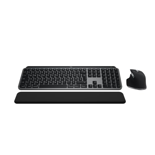 Logitech MX Keys S Combo for Mac, kabellose Tastatur/Maus mit Handballenauflage, beleuchtete Tastatur, schnellscrollende Maus, Bluetooth USB C für MacBook Pro/MacBook Air/iMac/iPad, QWERTZ DE - Grau von Logitech