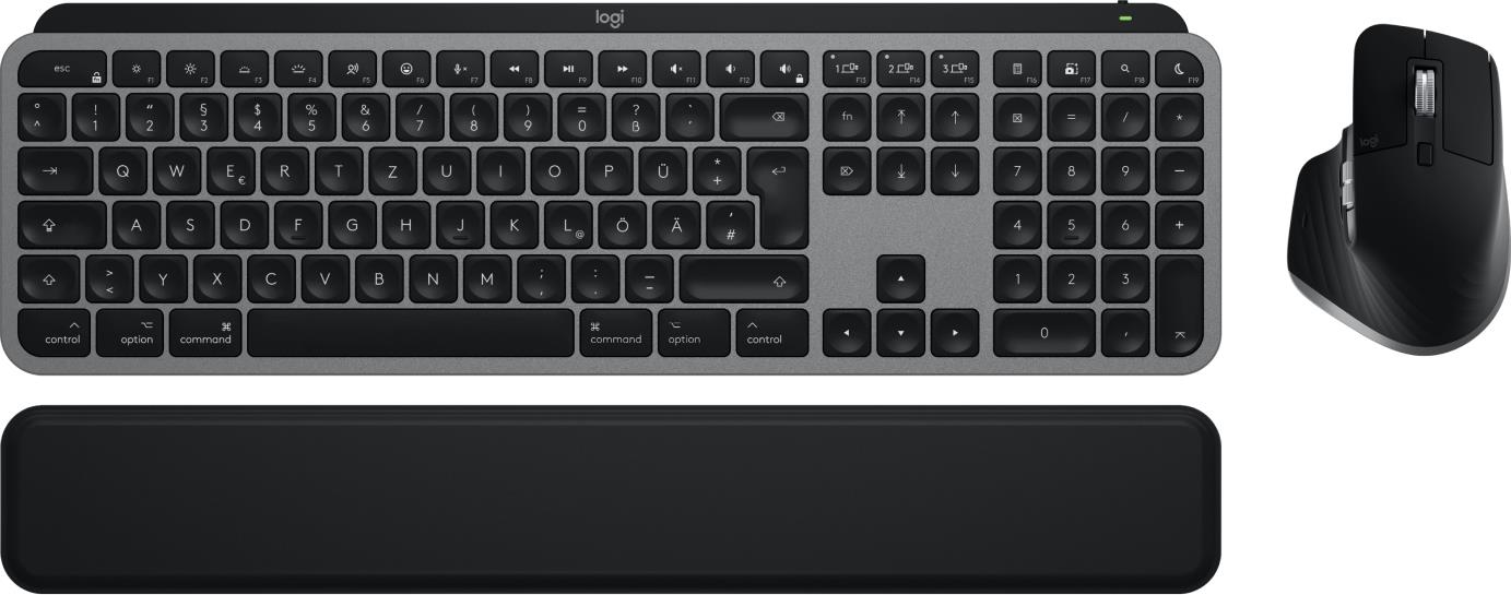 Logitech MX Keys S Combo for Mac Tastatur Maus enthalten Heimbüro RF Wireless + Bluetooth QWERTZ Deutsch Aluminium - Schwarz (920-012840) von Logitech
