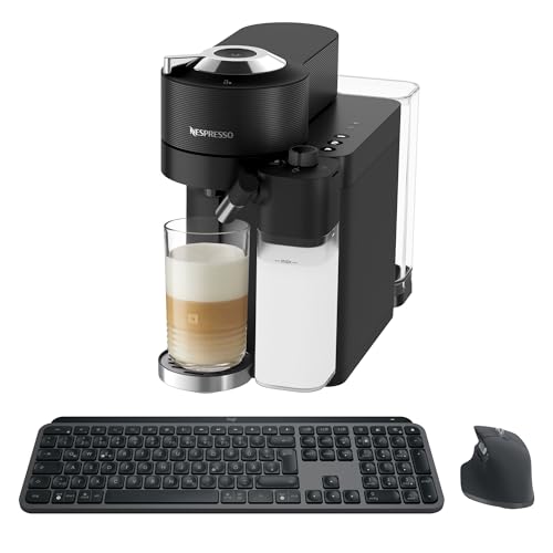 Logitech MX Keys S Combo: Powerful Wireless Keyboard, Mouse -Hand Tray, DEU QWERTZ, De'Longhi Nespresso Vertuo Lattissima ENV300.B, Coffee Capsule Machine-Automatic Milk Frothing System von Logitech