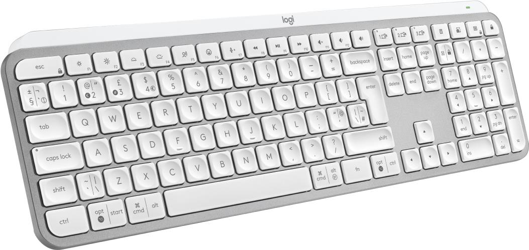Logitech MX Keys S - Kabellos - RF Wireless + Bluetooth - Scherenschalter - QWERTY - LED - Aluminium - Weiß (920-011585) von Logitech