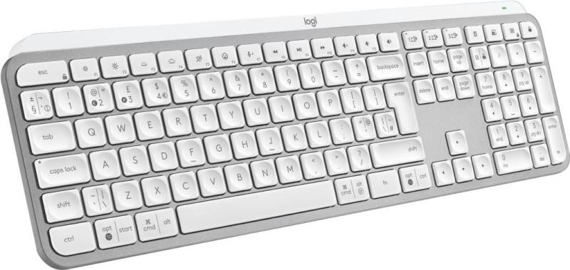Logitech MX Keys S - Kabellos - RF Wireless + Bluetooth - Scherenschalter - QWERTY - LED - Aluminium - Weiß (920-011585) von Logitech