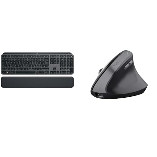 Logitech MX Keys S & Trust Yuno Wiederaufladbare Vertikale Maus, Kabellose von Logitech