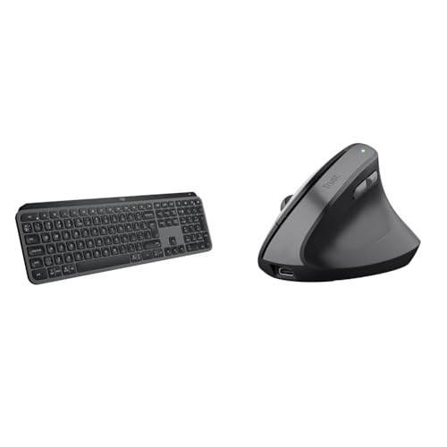 Logitech MX Keys S & Trust Yuno Wiederaufladbare Vertikale Maus, Kabellose von Logitech