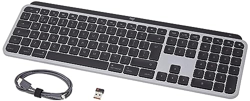 Logitech MX Keys für Mac kabellose beleuchtete Tastatur mit Handballenauflage, LED-Tasten, Bluetooth, USB-C, 10 Tage Batterielebensdauer, Metallaufbau, Apple macOS UK QWERTY Layout- Graphit von Logitech