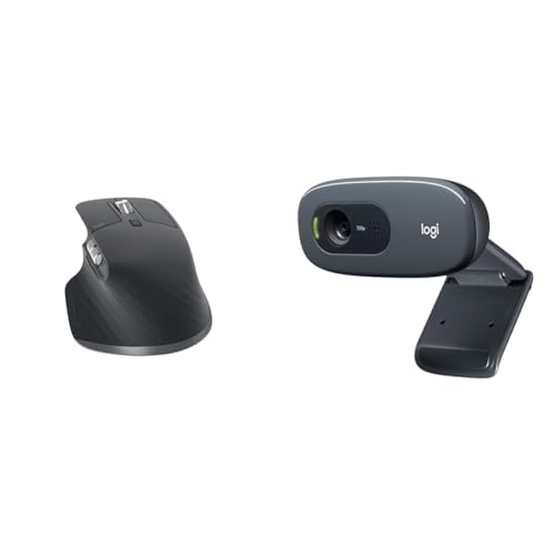 Logitech MX Master 3S – Kabellose Performance-Maus, Graphit & C270 HD-Webcam, HD 720p/30fps, Breitbild-HD-Videogespräche, HD-Lichtkorrektur – Schwarz von Logitech