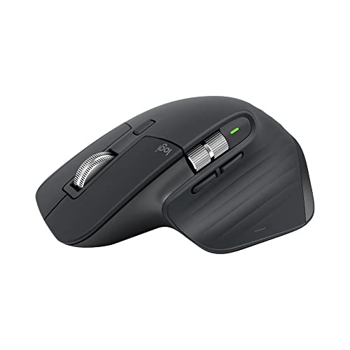 Logitech MX Master 3S – kabellose Performance-Maus mit ultraschnellem Scrollen, ergonomisch, 8K DPI, Glass Tracking, leises Klicken, USB-C, Bluetooth, Windows, Linux, Chrome – Dunkelgrau, 1er Pack von Logitech