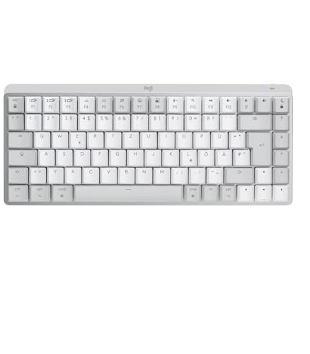 Logitech MX Mechanical Mini für Mac, Kabellose Tastatur mit Beleuchtung, Flache Tasten, Taktile leise Tasten, Hintergrundbeleuchtung, Bluetooth, USB-C, Apple, iPad, Deutsches QWERTZ - Pale Grey von Logitech