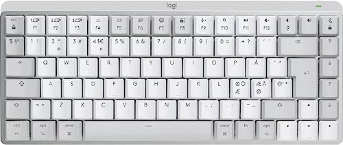 Logitech MX Mechanical Mini für Mac, Kabellose Tastatur mit Beleuchtung, Flache Tasten, Taktile leise Tasten, Hintergrundbeleuchtung, Bluetooth, USB-C, Apple, iPad, Skandinavisches QWERTY - Pale Grey von Logitech