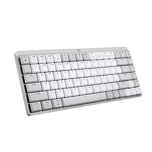 Logitech MX Mechanical Mini für Mac, Kabellose Tastatur mit Beleuchtung, Flache Tasten, Taktile leise Tasten, Hintergrundbeleuchtung, Bluetooth, USB-C, Apple, iPad, US QWERTY - Pale Grey von Logitech