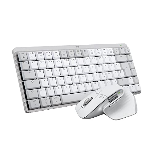 Logitech MX Mechanical Mini für Mac, Kabellose Tastatur mit Beleuchtung + MX Master 3S für Mac - Kabellose Bluetooth-Maus mit ultraschnellem Scrollen - Pale Grey von Logitech