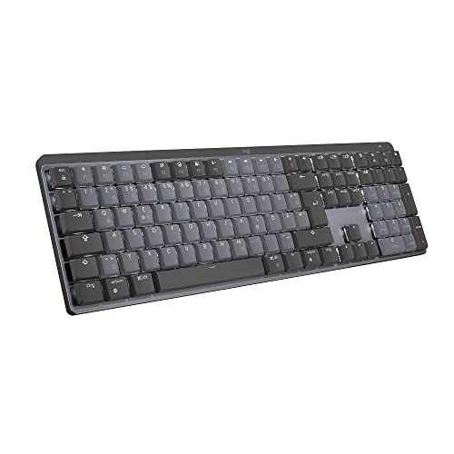 Logitech MX Mechanische kabellose beleuchtete Performance-Tastatur, Taktile leise Tasten, Hintergrundbeleuchtung, Bluetooth, USB-C, macOS, Windows, Linux, iOS, Android, Metall, Deutsches QWERTZ - Grau von Logitech