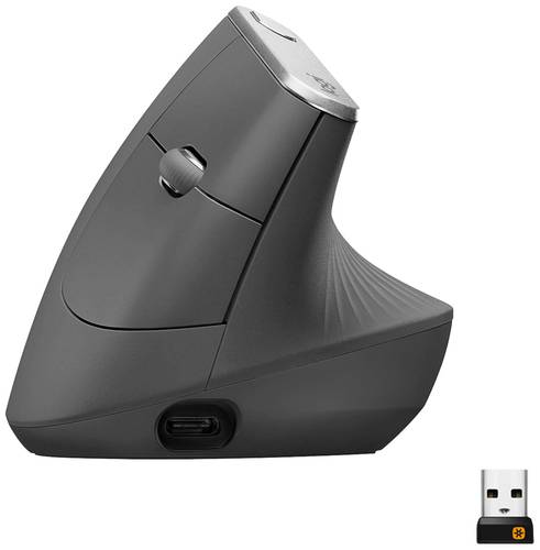 Logitech MX Vertical Ergonomische Maus Bluetooth®, Funk Optisch Schwarz, Silber 4 Tasten 4000 dpi E von Logitech