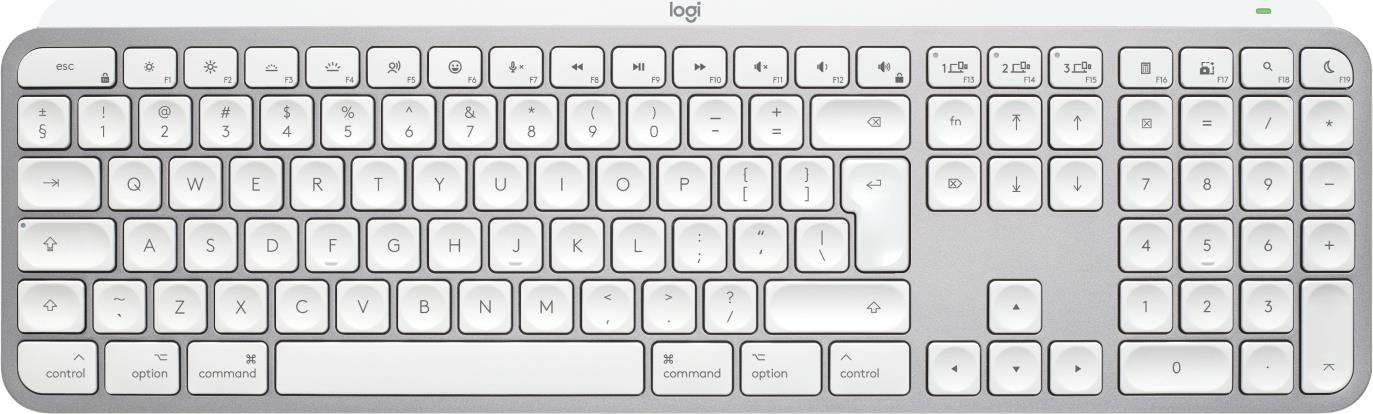 Logitech Master Series MX Keys S for Mac - Tastatur full size - hinterleuchtet - kabellos - Bluetooth LE - QWERTY - US International - Pale Gray (920-011638) von Logitech