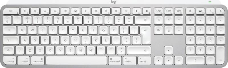 Logitech Master Series MX Keys S for Mac - Tastatur full size - hinterleuchtet - kabellos - Bluetooth LE - QWERTY - US International - Pale Gray (920-011638) von Logitech