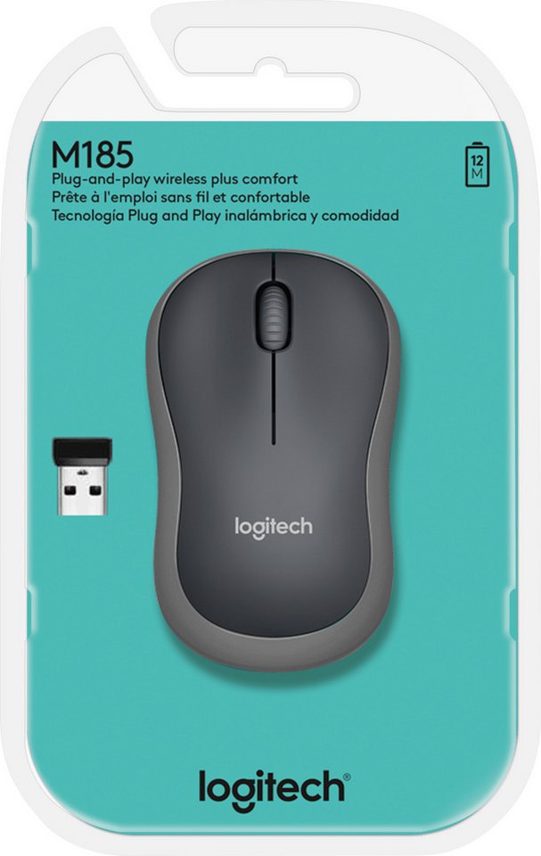Logitech Maus M185 Wireless Grau Maus Logitech Maus M185 Wireless Grau Maus von Logitech