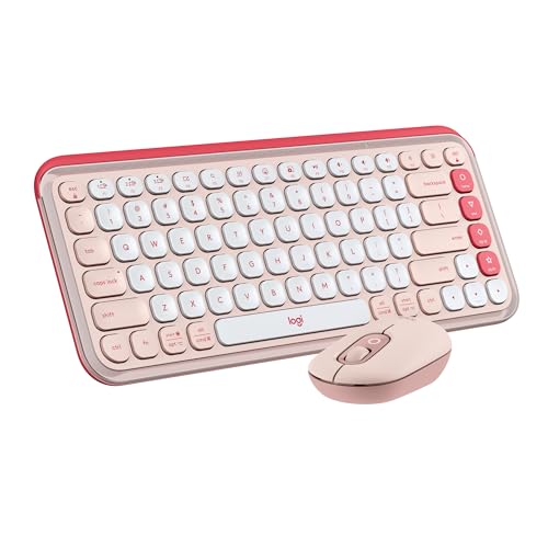Logitech POP ICON Combo, Bluetooth-Tastatur-Maus-Set, Komfortables Tippen, programmierbare Tasten, leise Klicks, Easy-Switch für bis zu 3 Geräte - Rosa von Logitech